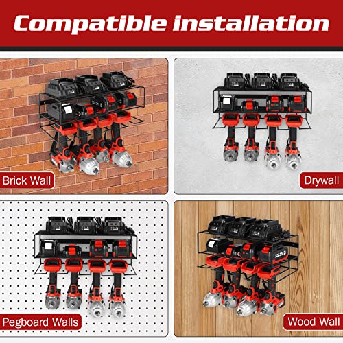 HOFUJINGSHI Power Tool Organizer,Drill Holder Wall Mount,Garage Tool Organizers and Storage Power Tool Storage Rack Heavy Duty Floating Tool Shelf