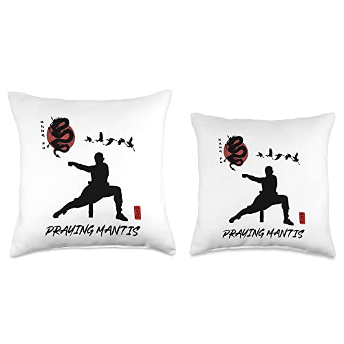 Praying Mantis Beginner Calligraphy Praying Mantis Praying Mantis Beginners Calligraphy. Chinese Martial Arts Throw Pillow, 16x16, Multicolor