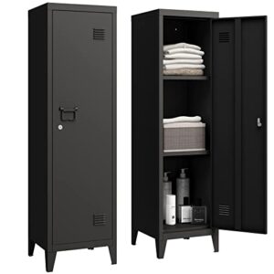 steehoom metal locker office home storage cabinet with doors and shelves file cabinet organizer coat lockers for kids black