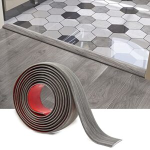 art3d self adhesive vinyl floor transition strip, laminate floor strip floor flat divider strip for joining floor gaps,carpet threshold transition,floor tiles（4 ft, 1.57in, gray）