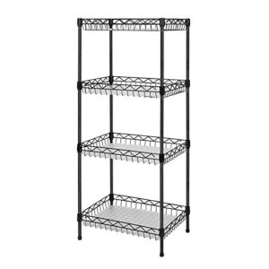 guangfoshun storage shelves, 4-tier wire shelving unit with baskets storage rack corner shelf shelving adjustable storage shelf, 11.8" d x 15.7" w x 47" h, black