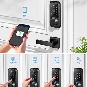 Smart Deadbolt Lock, Zowill Fingerprint Door Lock, 7-in-1 Smart Door Lock for Front Door, Keyless Entry Door Lock, Electronic Touchscreen Keypad, Door Lock with Ekey Sharing, APP Control, Auto Lock