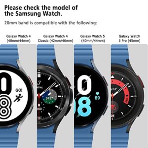 HITZEE Bands Compatible with Samsung Galaxy Watch 4 Band 40mm 44mm/Watch 4 Classic Band/Galaxy Watch 5 Band/Watch 5 pro Band, 20mm Silicone Magnetic Loop Sport Strap for Women Men, Blue Black