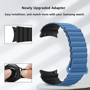 HITZEE Bands Compatible with Samsung Galaxy Watch 4 Band 40mm 44mm/Watch 4 Classic Band/Galaxy Watch 5 Band/Watch 5 pro Band, 20mm Silicone Magnetic Loop Sport Strap for Women Men, Blue Black
