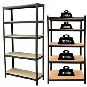 autofu storage shelves,5 tier adjustable garage storage shelving, 168x75x30cm heavy duty metal storage rack shelf unit, multipurpose