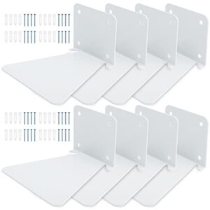 realplus 8pcs invisible floating bookshelf for wall iron floating book shelves heavy duty book organizer, white