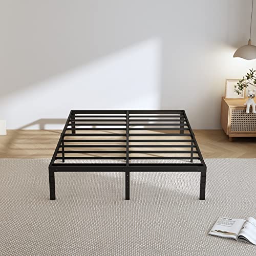 Hafenpo 14 Inch Full Bed Frame - Durable Platform Bed Frame Non-Slip Metal Bed Frame No Box Spring Needed Heavy Duty Full Size Bed Frame Easy Assembly Strong Bearing Capacity