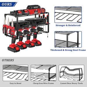 Power Tool Organizer Wall Mounted, 3 Layers Garage Tool Holder, Heavy Duty Utility Racks with Compact Design, Cordless Drill Holder and Storage Organization, Tool Box Organizers and Storage for Men