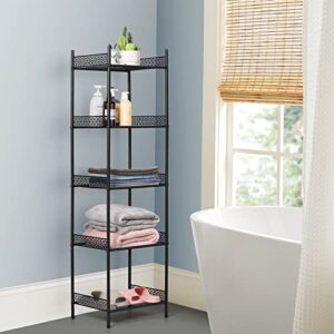 5 Tier Wire Shelving Metal Storage Rack Standing Shelving Units Shelves Bathroom Shelf for Laundry Bathroom Kitchen Livingroom Pantry Closet Garage 12.6" D×16.3" W×57" H, Black