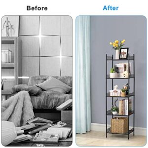 5 Tier Wire Shelving Metal Storage Rack Standing Shelving Units Shelves Bathroom Shelf for Laundry Bathroom Kitchen Livingroom Pantry Closet Garage 12.6" D×16.3" W×57" H, Black