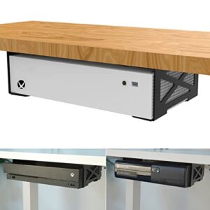 monzlteck universal under desk storage mount for xbox series s, xbox one s/x,xbox 360,ps4 slim/pro,desktop mini pc holder