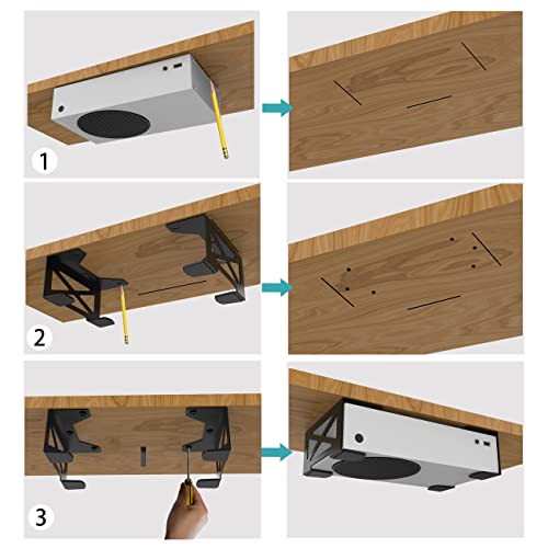 Monzlteck Universal Under Desk storage Mount for Xbox Series S, Xbox One S/X,Xbox 360,PS4 Slim/pro,Desktop Mini PC Holder