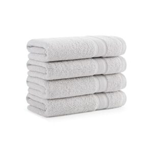aston & arden solid turkish hand towels - (set of 4) extra soft & plush with finest long-staple aegean cotton, 600 gsm, luxury towel for spa, hotel, and bathroom, 18 x 32, weathered grey
