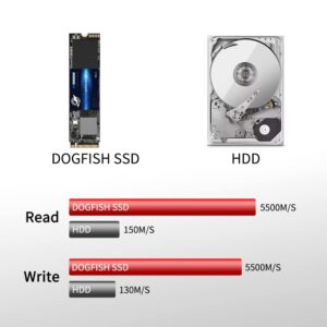 Dogfish 2TB SSD PCIe Gen 4.0 NVMe M.2 2280 3D NAND Internal Solid State Drive, Gaming SSD,R/W Speed up to 5500MB/s and 5000MB/s(M.2 2280 PCIe 2TB)