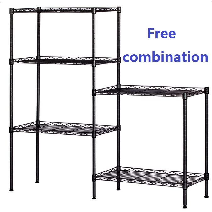 5 Tier Slim Storage Rack,Steel Storage Wire Shelf,Heavy Loading Storage Organizer, Adjustable Levelling Feet Shelving Unit, Black,21.2W x 11.4D x 59H