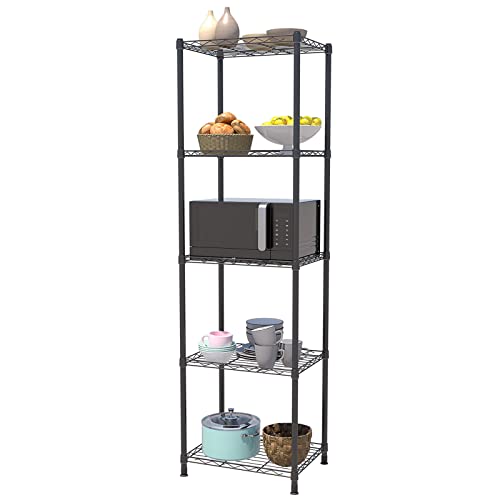 ZHAZHADI 5 Tier Adjustable Storage Shelf Metal Storage Rack Wire Shelving Unit Storage Shelves Metal 660Lbs Capacity 17" L x 13" W x 63" H for Pantry Closet Kitchen Laundry Black