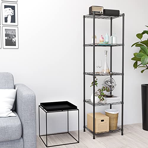 ZHAZHADI 5 Tier Adjustable Storage Shelf Metal Storage Rack Wire Shelving Unit Storage Shelves Metal 660Lbs Capacity 17" L x 13" W x 63" H for Pantry Closet Kitchen Laundry Black