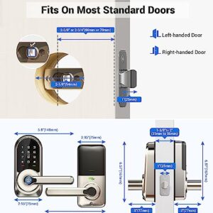 Veise Smart Lock, Keyless Entry Door Lock with Handle, Fingerprint Door Lock, 7-in-1 Smart Locks for Front Door, Electronic Digital Lock with Keypad, APP Control, Front Door Lock Set, Satin Nickel