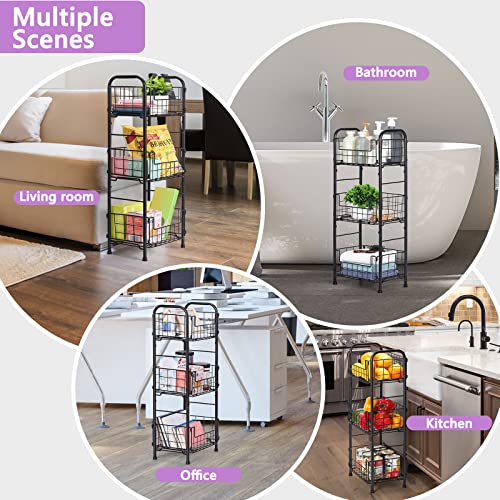 SHINOSKE Freestanding Bathroom Shelves Storage Shelf,Tall 3-Tier Wire Shelving Floor Stand for Bathroom, Kitchen, Living Room (Black)