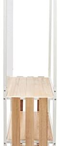 3 Tiered Shelving Display with Iron Frame, Pegboard Panel Shelving Unit, Paulownia Wood - Ivory