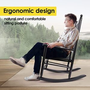 PETKABOO Porch Casual Solid Wood Rocking Chair, for Indoor and Outdoor Use, Comfortable, Sturdy and Easy to Maintain, Load Bearing 770 LBS.(Black)
