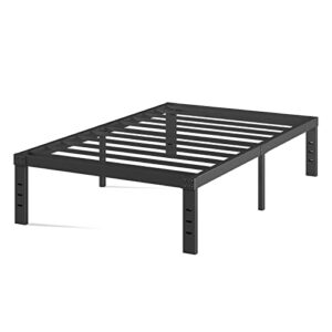 bednowitz twin metal platform bed frame, 12 inch twin bed frames with heavy duty steel slats, noise free mattress foundation no box spring needed, easy assembly, black