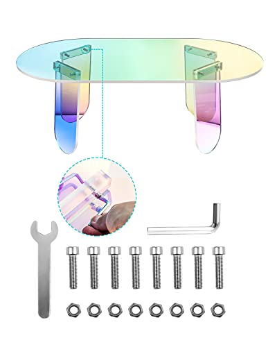 KSacry Acrylic Coffee Tables Modern Accent Night Stand Iridescent Table Coffee Table Side Table Round End Table Modern Chic Desk-Living for Office Home Decor (4 Legs Style, 37.4"L X 19.7"W X 13.8"H)