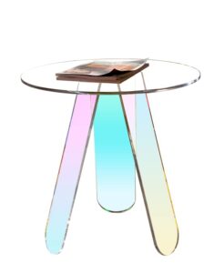 ksacry acrylic coffee tables modern accent night stand iridescent table coffee table side table round end table modern chic desk-living for office home decor (3 legs style, 15.7"l x 15.7"w x 17.7"h)