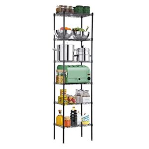 6-Tier Metal Wire Shelving Unit Tall Shelf Storage Rack NSF Certified Storage Shelves 600 Lbs Capacity Standing Utility Shelf for Laundry Kitchen Pantry Garage Organization Snack Shelf