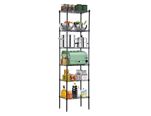 6-Tier Metal Wire Shelving Unit Tall Shelf Storage Rack NSF Certified Storage Shelves 600 Lbs Capacity Standing Utility Shelf for Laundry Kitchen Pantry Garage Organization Snack Shelf