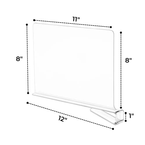 J1ST Pack of 4 Shelf Dividers for Closet Organization Acrylic Clear Closet Shelf Divider for Wooden Shelving Suitable for Wooden or Vertical Shelves or Bedroom, Kitchen and Office