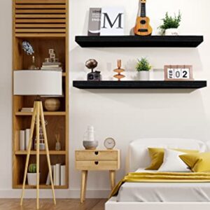 Annecy Floating Shelves Set of 2, 36" L x 6.8" D Black Floating Shelves for Wall Storage,Soild Wood Floating Shelf for Bathroom, Living Room,Kitchen,Rustic Shelves for Wall Décor