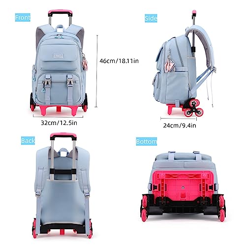 MITOWERMI Kids Rolling Backpack for Girls Trolley Bags for Elementary Middle School Backpack with Wheels Rolling Bookbag for Boys