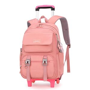 mitowermi kids rolling backpack for girls trolley bags for elementary middle school backpack with wheels rolling bookbag for boys