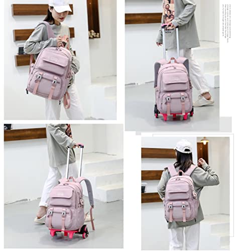 MITOWERMI Kids Rolling Backpack for Girls Trolley Bags for Elementary Middle School Backpack with Wheels Rolling Bookbag for Boys