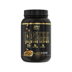 100% Whey Protein Powder | #1 Rated w/ 24g Protein, Digestive Enzymes, 0 Added Sugar or Fillers, Isolate + Concentrate | Build Muscle, Recover Quicker (Gluten Free, Keto Friendly) - Cinnamon Crunch