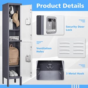 Letaya Locker,Employees Storage Metal Lockers 66" Lockable Steel Cabinet for School Gym Home Office Staff (2 Door)