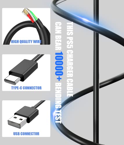 BERLAT USB C Charging Cable Compatible with PS5 Controller, 6.6Ft Fast Charging USB Type C Charger Cord Compatible with 5 PS5 Dual Sense, Xbox Series X/Series S Controllers - 2pack