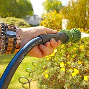 EADUTY Hybrid Lead In Garden Hose 5/8 IN. x 6 FT, Heavy Duty, Lightweight, Flexible with Swivel Grip Handle and Solid Brass Fittings, Gray+Blue