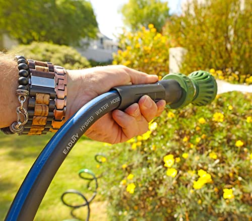 EADUTY Hybrid Lead In Garden Hose 5/8 IN. x 6 FT, Heavy Duty, Lightweight, Flexible with Swivel Grip Handle and Solid Brass Fittings, Gray+Blue