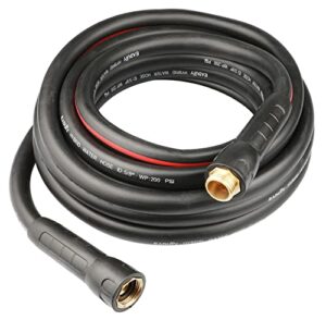 eaduty hybrid garden hose 5/8 in. x 25 ft, heavy duty, lightweight, flexible with swivel grip handle and solid brass fittings, gray+red