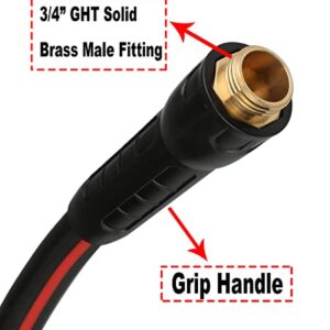 EADUTY Hybrid Garden Hose 5/8 IN. x 50 FT, Heavy Duty, Lightweight, Flexible with Swivel Grip Handle and Solid Brass Fittings, Gray+Red