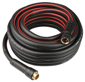 eaduty hybrid garden hose 5/8 in. x 50 ft, heavy duty, lightweight, flexible with swivel grip handle and solid brass fittings, gray+red