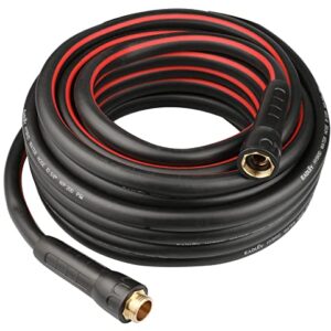 EADUTY Hybrid Garden Hose 5/8 IN. x 50 FT, Heavy Duty, Lightweight, Flexible with Swivel Grip Handle and Solid Brass Fittings, Gray+Red