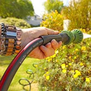 EADUTY Hybrid Garden Hose 5/8 IN. x 50 FT, Heavy Duty, Lightweight, Flexible with Swivel Grip Handle and Solid Brass Fittings, Gray+Red