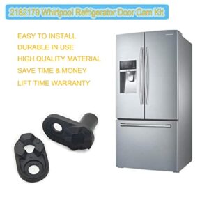 2182179 Refrigerator Door Cam Kit for Whirlpool Kenmore Admiral Amana Crosley Refrigerator Lower Door Closer PS11739042 AP6005980 WP2182179 W10329686 2155311 (Screws not included)