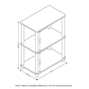 Furinno Turn-N-Tube No Tool 3-Tier Storage Shelf, Narrow, French Oak Grey/Black & Turn-N-Tube 5 Tier Corner Display Rack Multipurpose Shelving Unit, 1-Pack, Espresso/Black