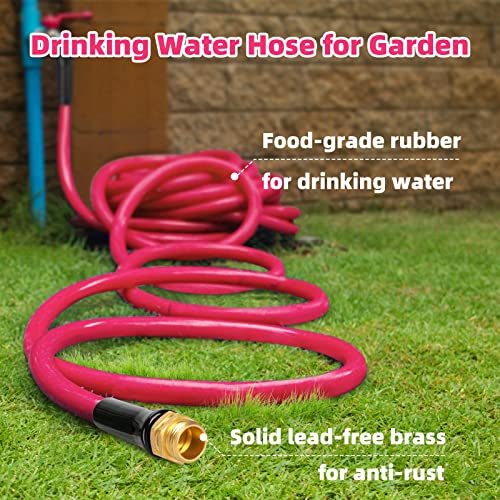 WELLUCK Garden Hose 5/8 in x 25 ft, Heavy Duty Durable Anti Kink Flexible Garden Water Hose for Drinking Water Safe BPA Free, All-weather Lightweight Water Hose for Garden RV Camper Marine