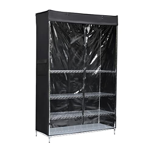 Macoda Storage Shelf Cover Wire Rack Shelving Dust Protective, Storage Shelving Unit Cover See Through, Fits Racks 48" Lx19''Dx72''H One Side See Through Panel (Cover only)