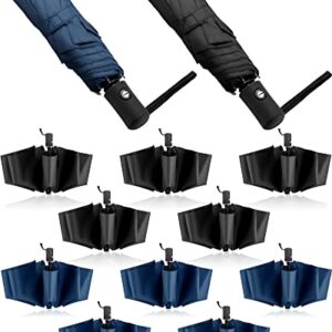 Wesiti 10 Pack Rain Umbrellas Bulk Windproof Travel Umbrellas Folding Umbrella Automatic Open and Close Collapsible Umbrella Portable Compact Umbrella for Family Men Women Kids (Black, Navy)